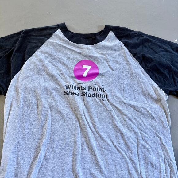 NYC 7 Train Baseball Tee XL Mets Shea Stadium New York Retro Nostalgia tshirt XL - Picture 2 of 7